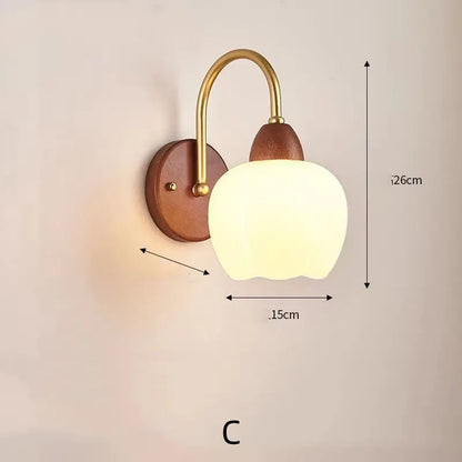Modern Wooden Wall Lamp – LED Bedside Reading Light