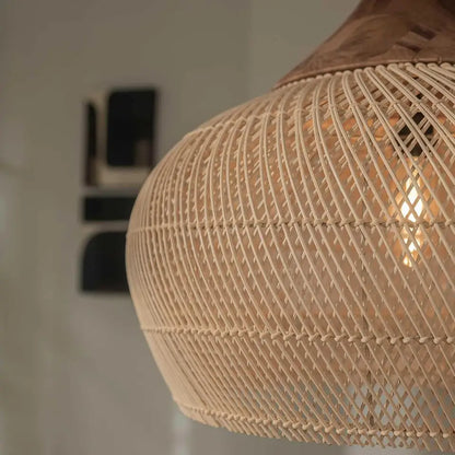 Rustic Rattan Pendant Light – Natural Woven Design for Dining