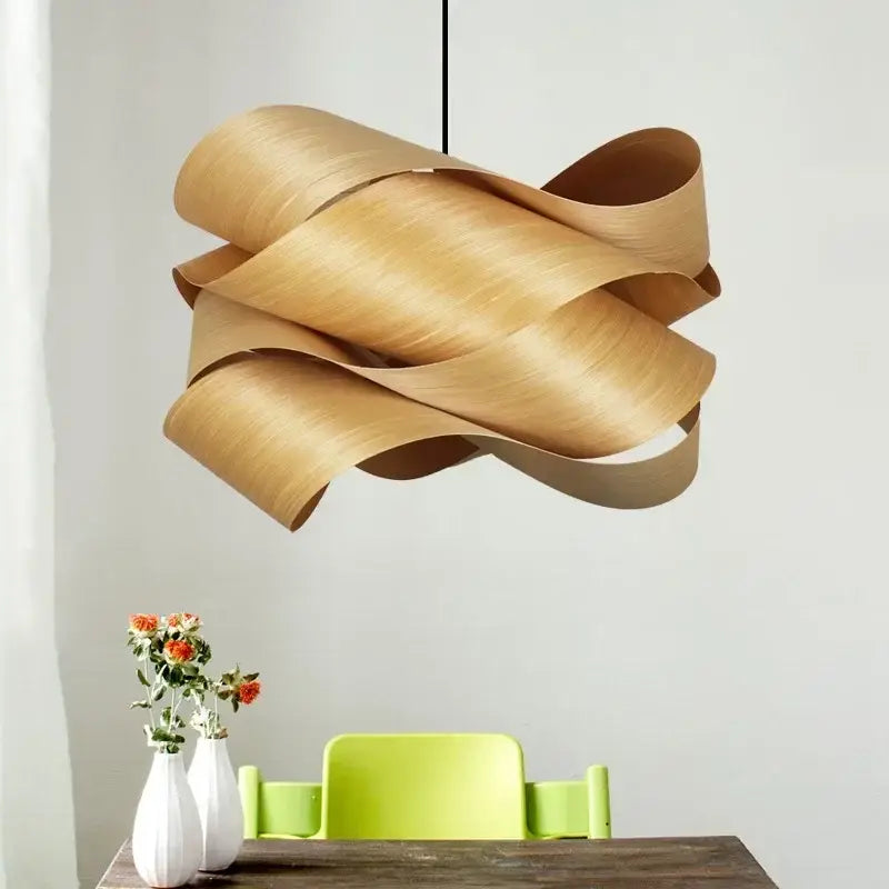 Wooden Pendant Light - Southeast Asian Design for Dining
