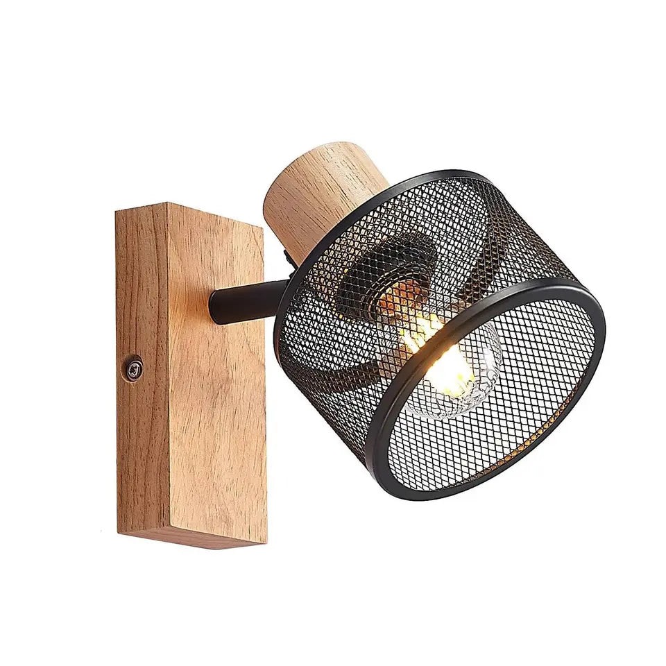 Modern Wooden Wall Sconce – Black Finish, for Bedroom