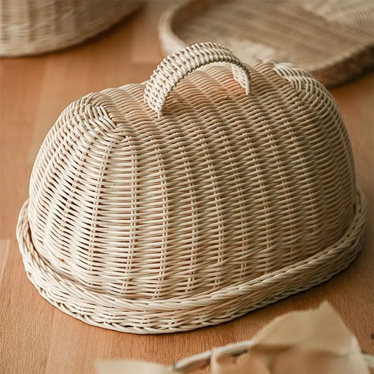 Rattan Bread Basket - Dust-Proof Cover & Kitchen Organizer