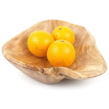 Houten Serveerschaal - Handgesneden Wortelhouten Fruit- of Snoepschaal, 15-19cm
