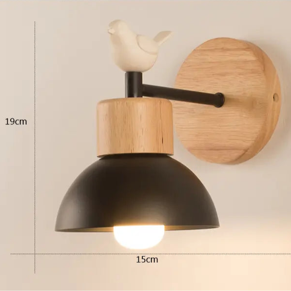 Nordic Wood Wall Sconce - LED & Warm Light for Bedroom