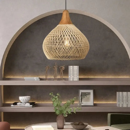 Rattan Pendant Light – Wabi-Sabi Style for Dining Room