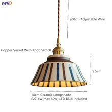 Vintage Ceramic Pendant Light - Hand-Painted Copper Finish | sitezone test 02