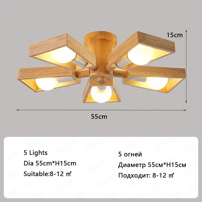 Nordic Wooden Chandelier – Tree Branch Design for Cozy Spaces