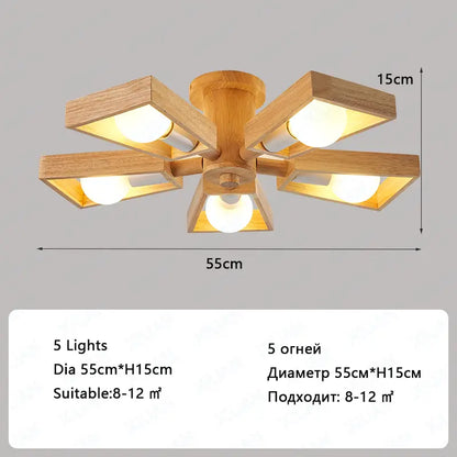 Nordic Wooden Chandelier – Tree Branch Design for Cozy Spaces