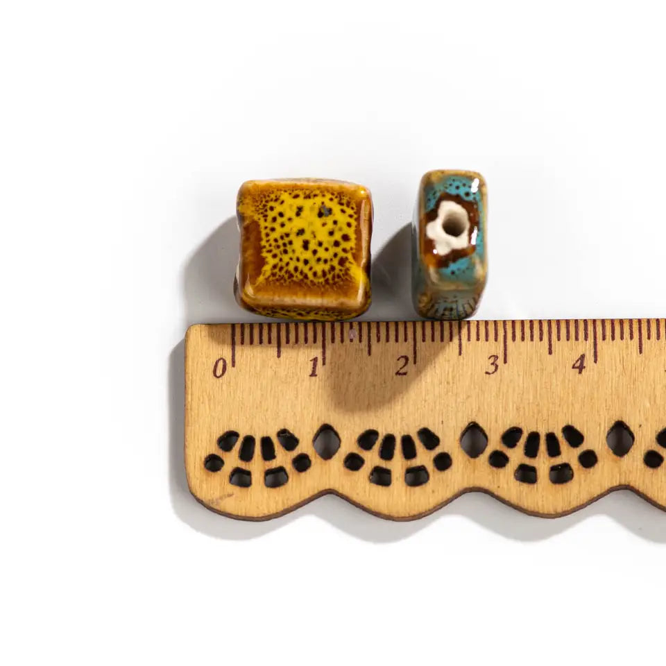 Pink Ceramic Square Beads – Handmade Jewelry Making Supplies