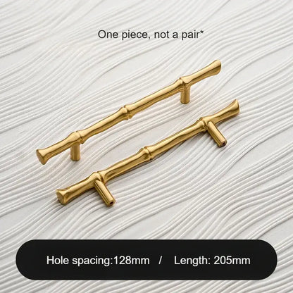 Satin Brass Cabinet Handle – Bamboo Design, Modern Upgrade