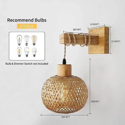 Bamboo Wall Lantern – Hand-Woven Rattan Shade | sitezone test 02