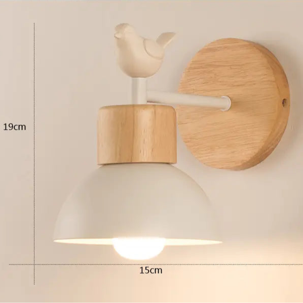Nordic Wood Wall Sconce - LED & Warm Light for Bedroom