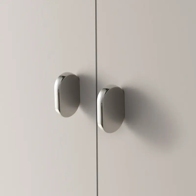 Oval Mirror Cabinet Handle - Titanium Silver, Modern Design