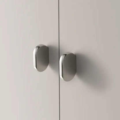 Oval Mirror Cabinet Handle - Titanium Silver, Modern Design