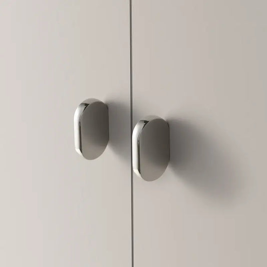 Oval Mirror Cabinet Handle - Titanium Silver, Modern Design