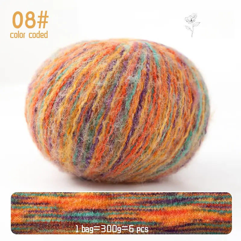Gradient Mohair Yarn - 300g Colorful Blend for Knitting