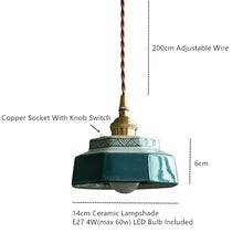 Vintage Ceramic Pendant Light - Hand-Painted Copper Finish | sitezone test 02