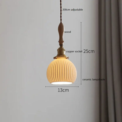 IWHD Schmetterling Keramik LED Pendelleuchte neben Holzgriff Kupfer Sockel Home Decor Schlafzimmer Esszimmer Wohnzimmer Licht Hängelampe