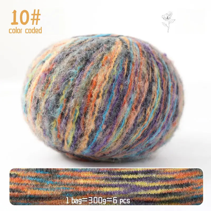 Gradient Mohair Yarn - 300g Colorful Blend for Knitting