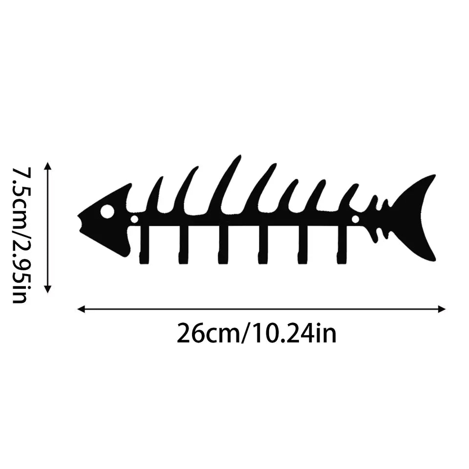 Fish Bone Wall Hook - Decorative Metal Storage