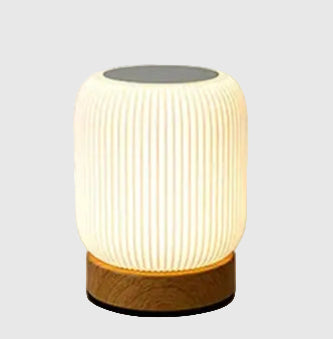 Wood Grain Table Lamp | Touch Control & Wireless Charging