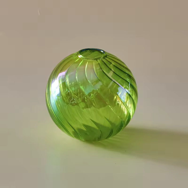 Iridescent Glass Vase - Modern Ball Vase Home Decor