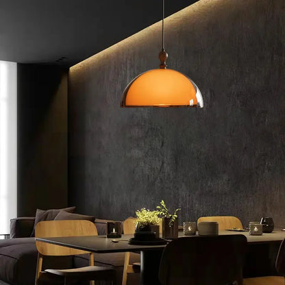 Brown Acrylic Pendant Light - Adjustable Height, Wood Finish