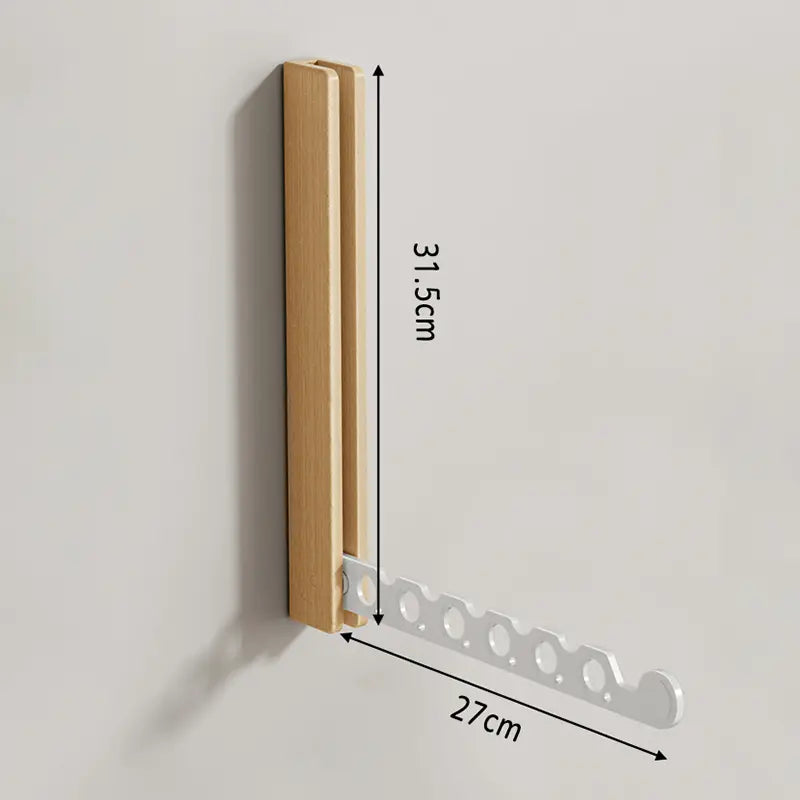 Wood Wall-Mounted Clothes Hanger - Space-Saving & Collapsible