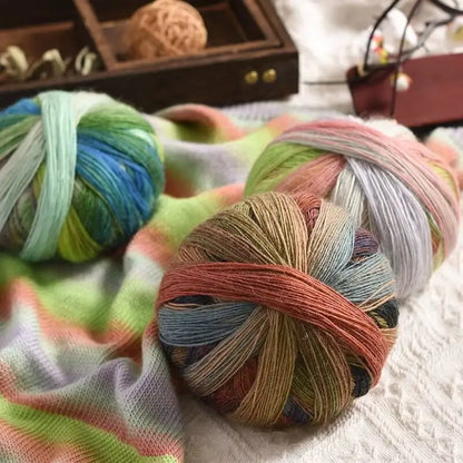 Rainbow Gradient Yarn - 295g Colorful Wool for Knitting