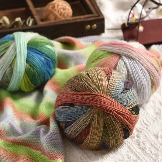 Rainbow Gradient Yarn - 295g Colorful Wool for Knitting