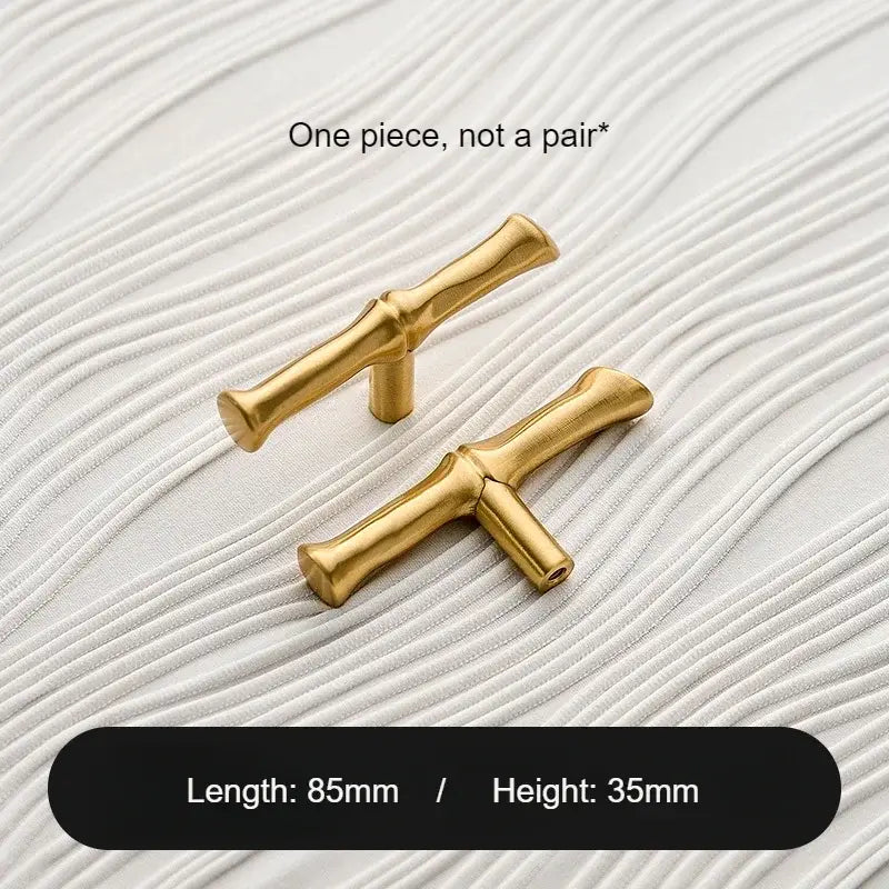 Satin Brass Cabinet Handle – Bamboo Design, Modern Upgrade
