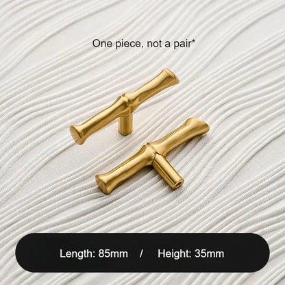 Satin Brass Cabinet Handle – Bamboo Design, Modern Upgrade