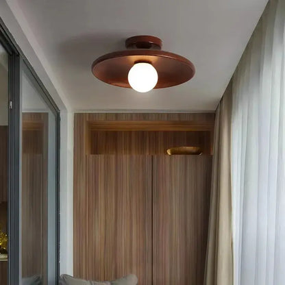 Nordic Wooden Ceiling Light – Round Design for Bedroom