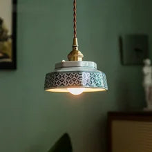 IWHD Blaue und weiße Porzellan-Pendelleuchte, Vintage-Hängelampe, Speisesaal, Treppe, Zuhause, Pendelleuchten, LED, E27, 90 V-260 V