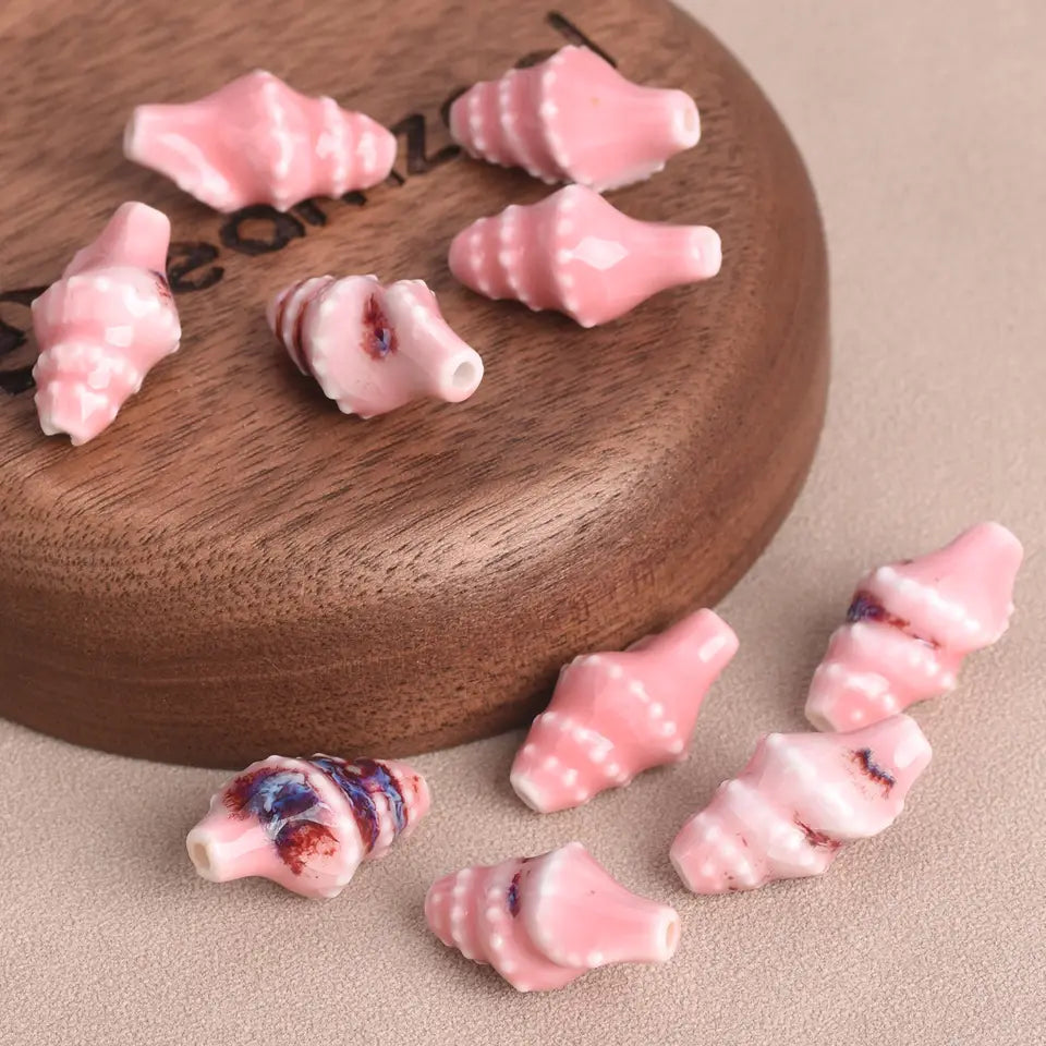 Ocean Conch Beads - Colorful Ceramic for Jewelry Making