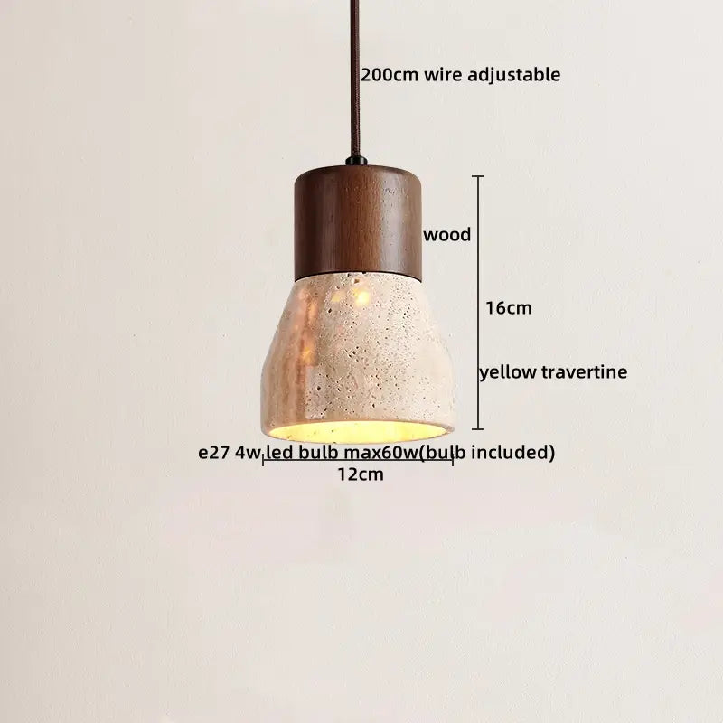 IWHD Cave Stone LED Pendant Lights Fixtures Yellow Travertine Restaurant Bedroom Living Room Modern Hanging Lamp Chandelier