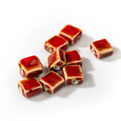 Pink Ceramic Square Beads – Handmade Jewelry Making Supplies
