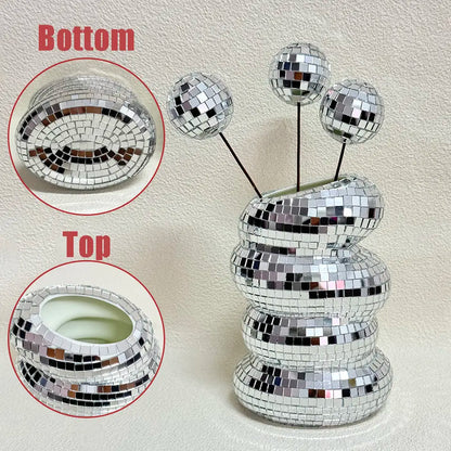 Disco Ball Vase – Glamorous Mirrored Decor for Flowers