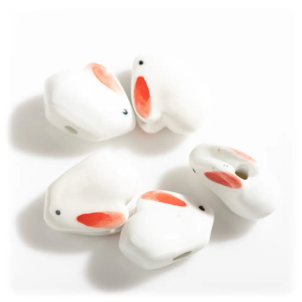 Hand-Painted Rabbit Pottery Beads - Unique Pendant Jewelry | sitezone test 02