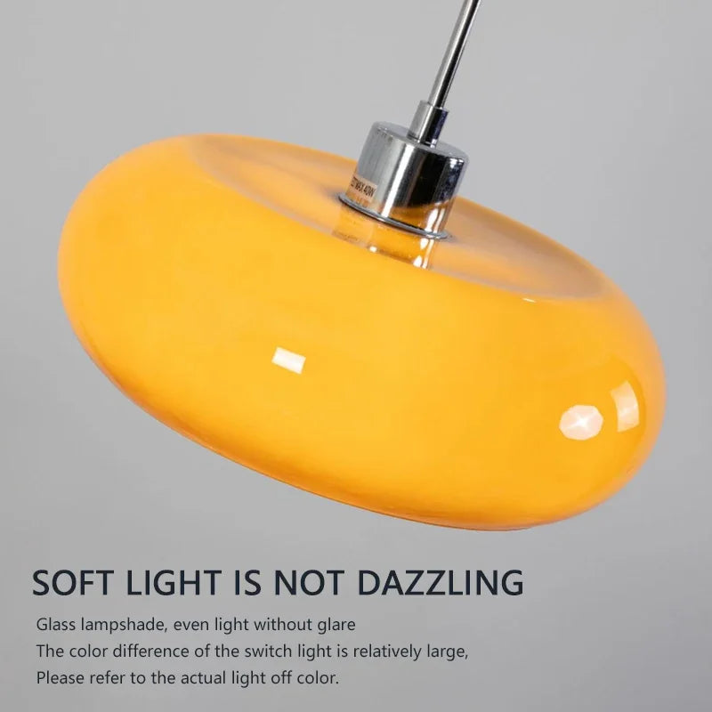 Orange Bauhaus Pendant Light | Glass & Steel