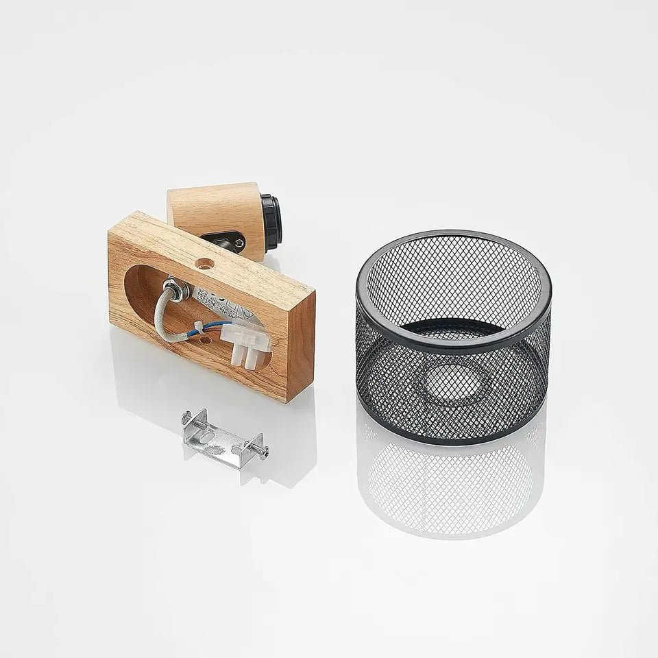 Modern Wooden Wall Sconce – Black Finish, for Bedroom