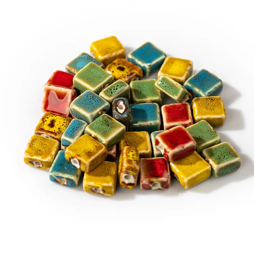 Pink Ceramic Square Beads – Handmade Jewelry Making Supplies