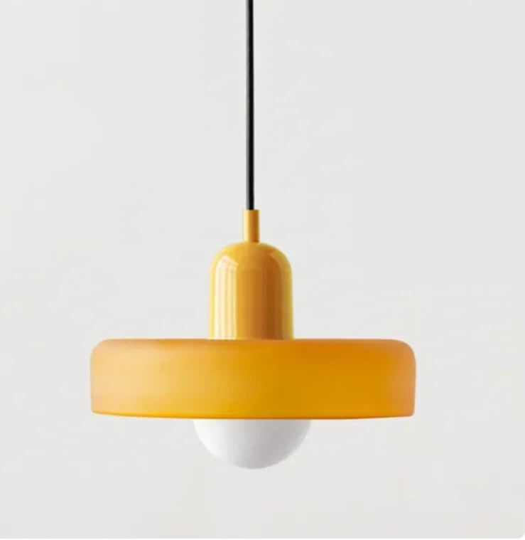 Orange Bauhaus Pendant Light | Glass & Steel