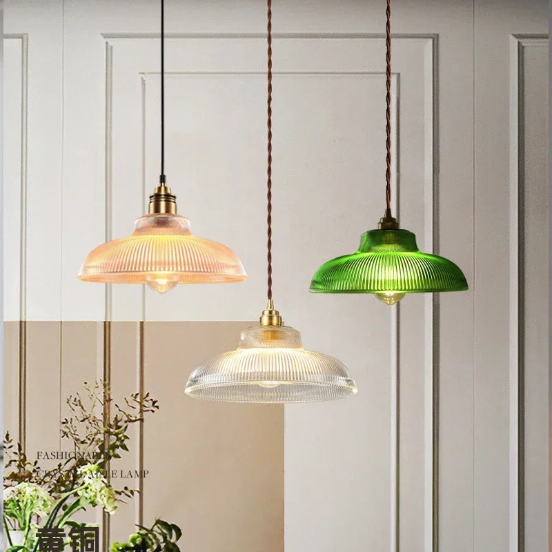 Retro Glass Pendant Light Nordic Home Decoration Lighting For Bedroom Bedside Living Dining Room 220V Hanging Illumination Lamps