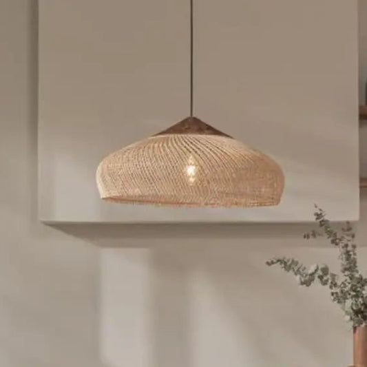 Rustic Rattan Pendant Light – Natural Woven Design for Dining