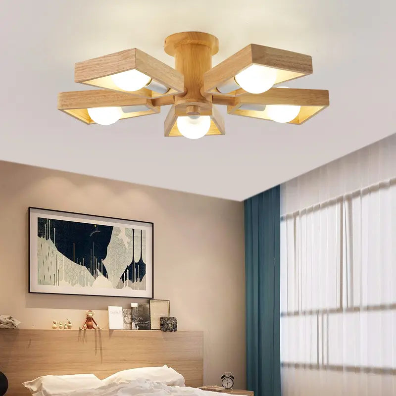 Nordic Wooden Chandelier – Tree Branch Design for Cozy Spaces