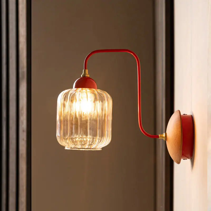 Nordic Amber Glass Wall Lamp - Stylish Bedroom Lighting
