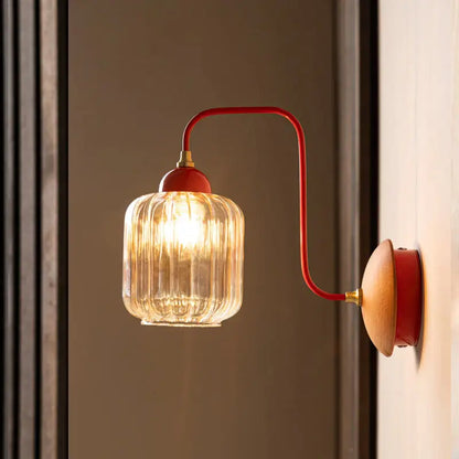 Nordic Amber Glass Wall Lamp - Stylish Bedroom Lighting