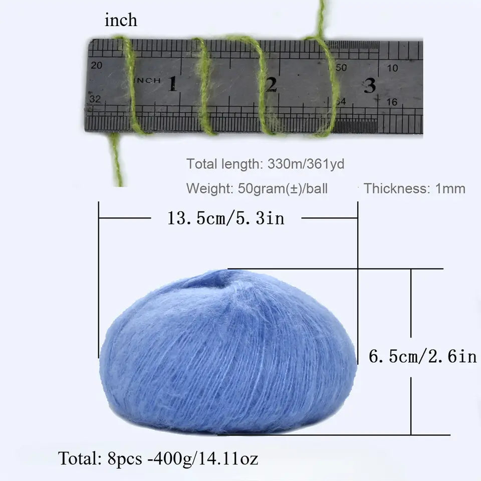 Mohair Yarn Set - Soft & Skin-Friendly for DIY Projects