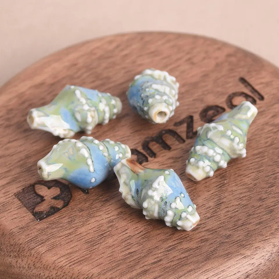 Ocean Conch Beads - Colorful Ceramic for Jewelry Making