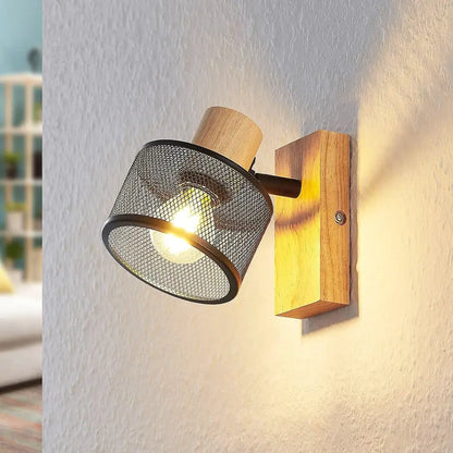 Modern Wooden Wall Sconce – Black Finish, for Bedroom